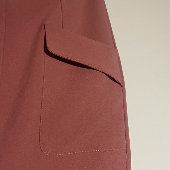 TOPSHOP | Dusty Pink Midi Pencil Skirt with Front Slit | Front Pockets | US4 - Picture 4 of 5